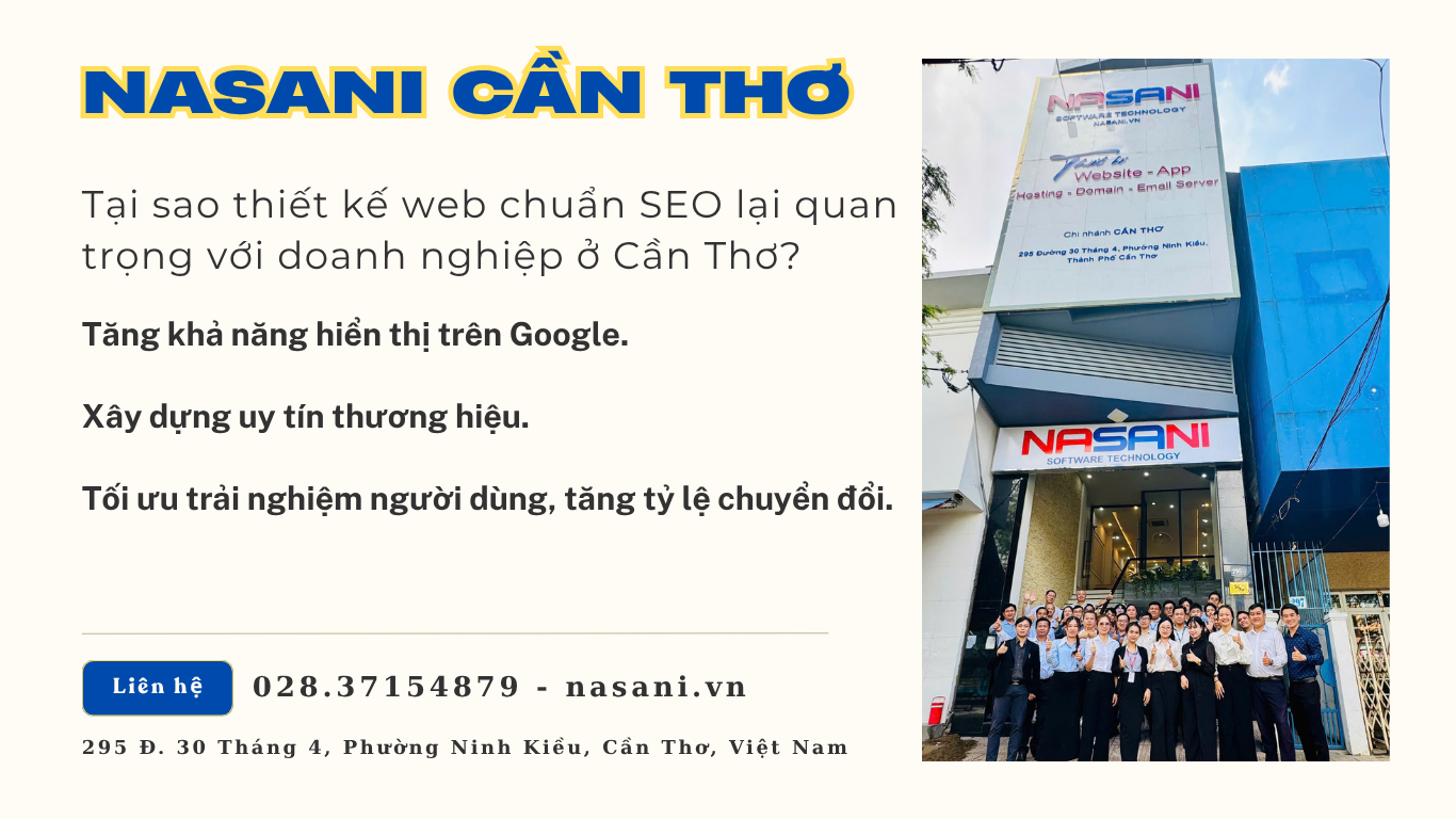 Nasani Cần Thơ mang đến dịch vụ thiết kế web chuẩn SEO